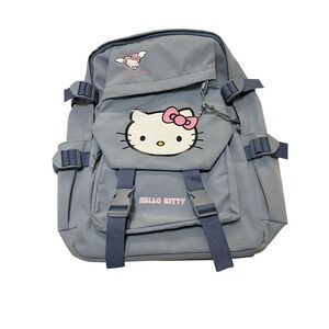 Hello Kitty Gray Backpack Cute Blue School Bag Large Capacity Travel